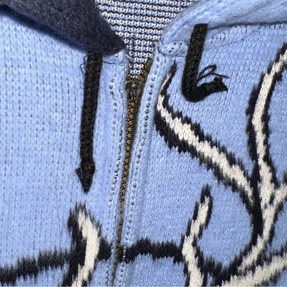 Vintage Wool Hooded Full Zip Sweatshirt Men’s XL Blue & Black With Elk - Picture 4 of 10